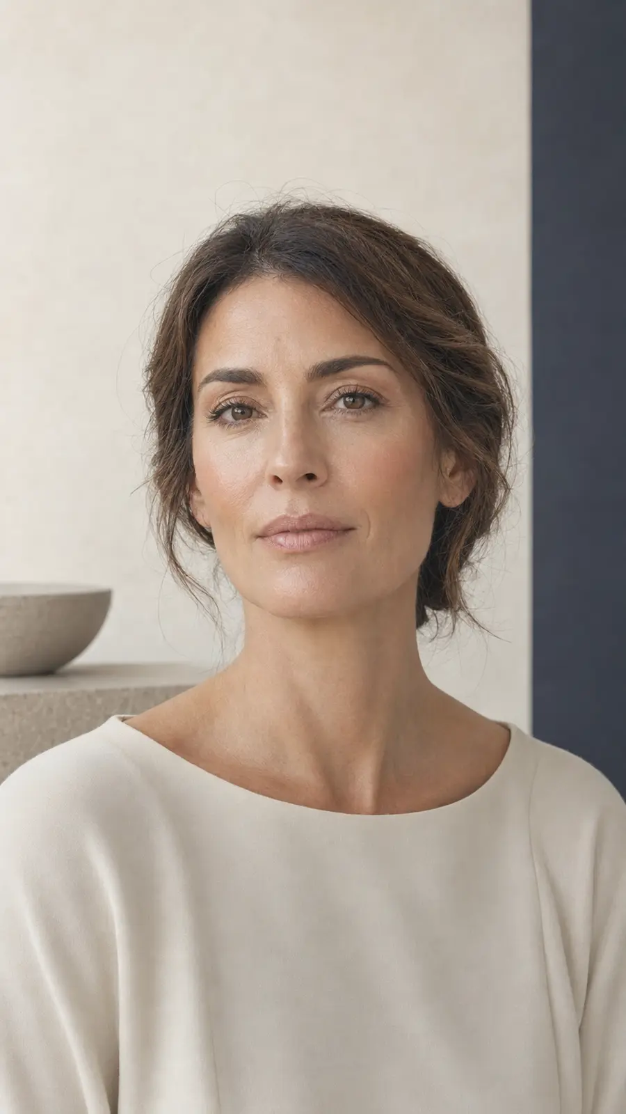 Retrato de mulher madura com proporções faciais naturais
